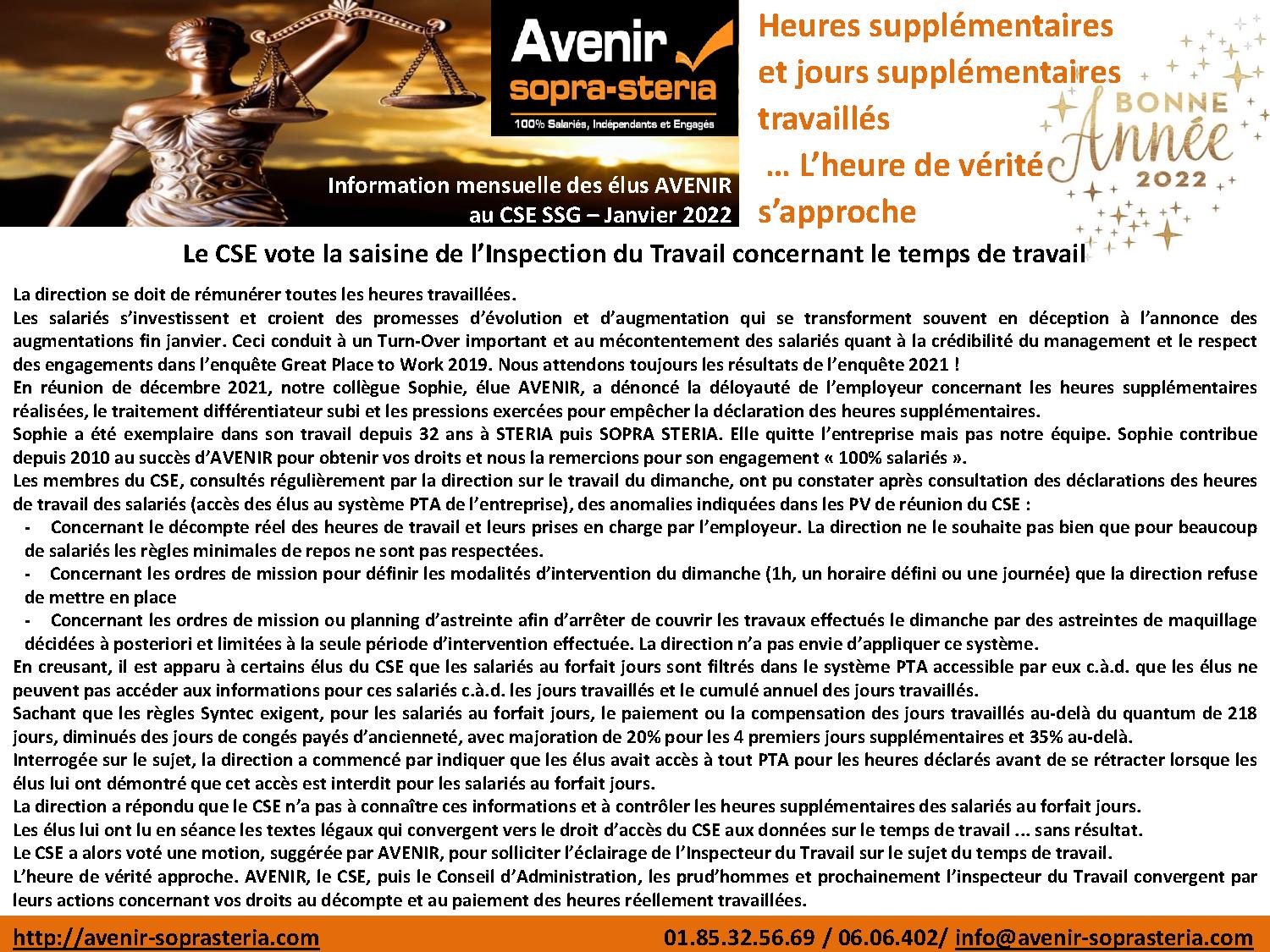 Information des elus Sopra Steria