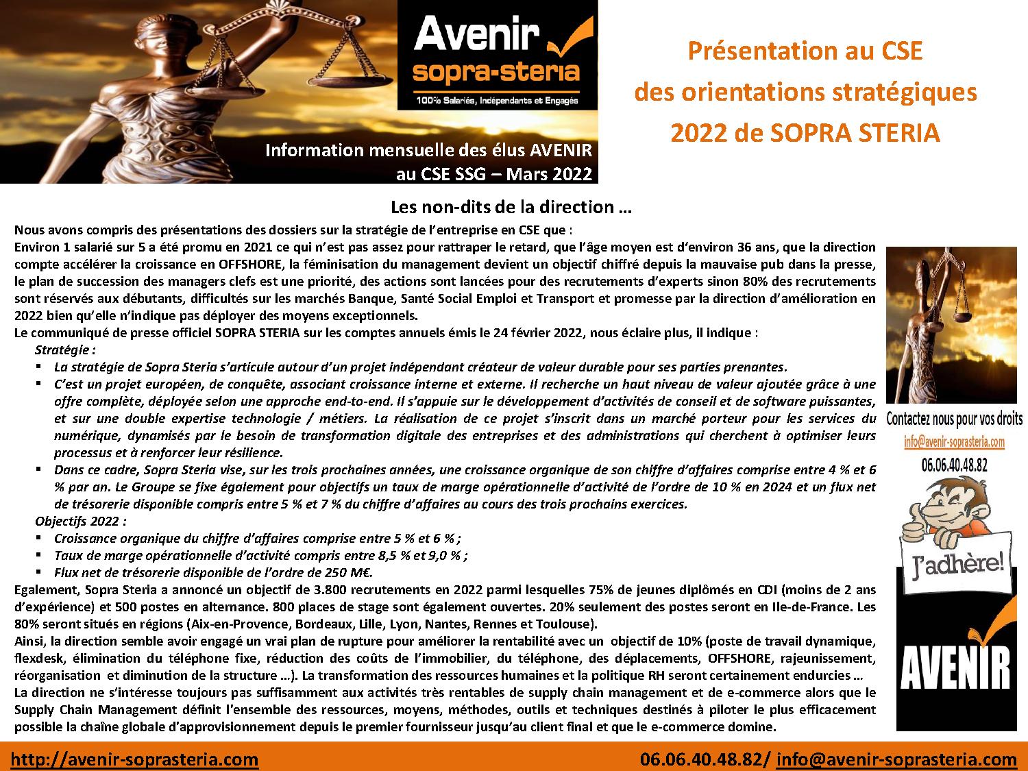 Information des elus Sopra Steria