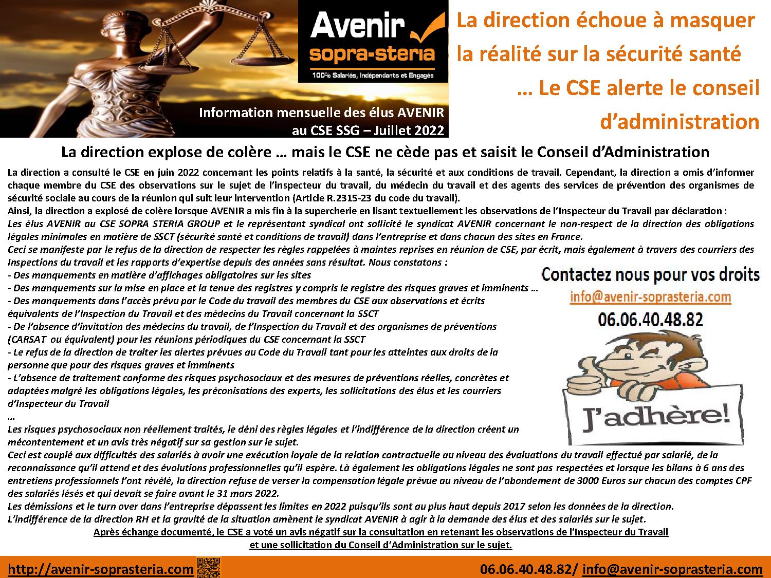 Information des elus Sopra Steria