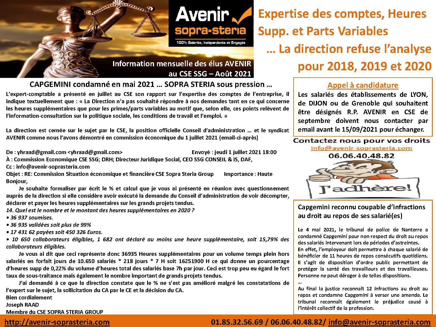 Information des elus Sopra Steria