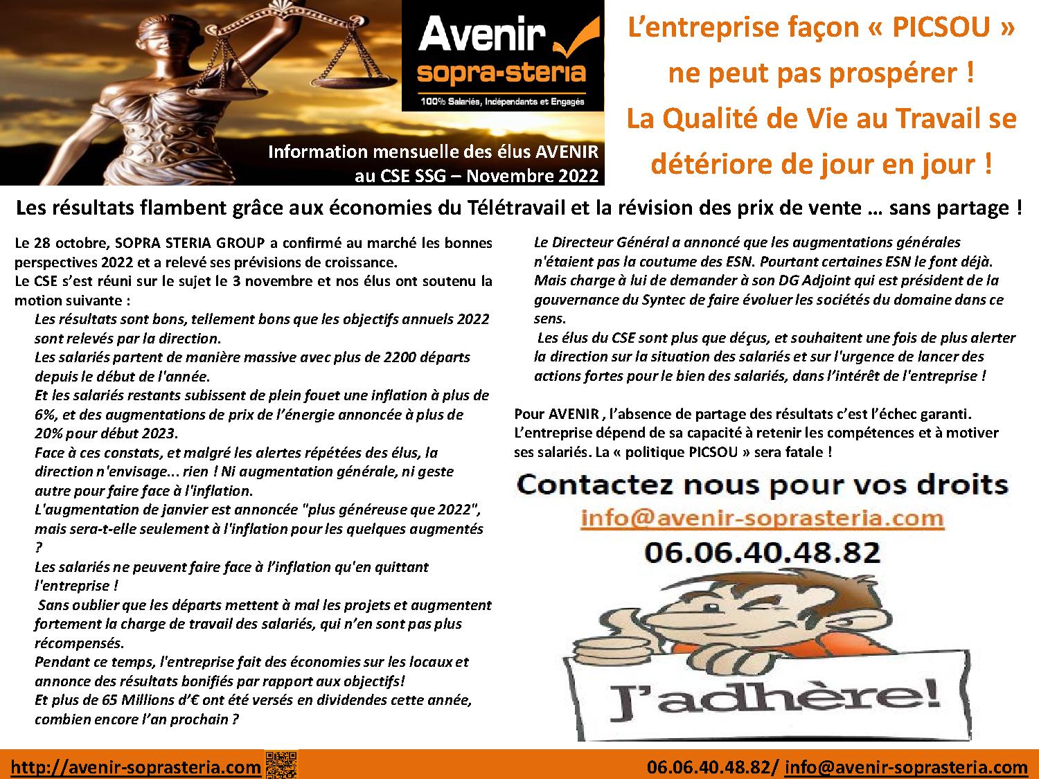 Information des elus Sopra Steria