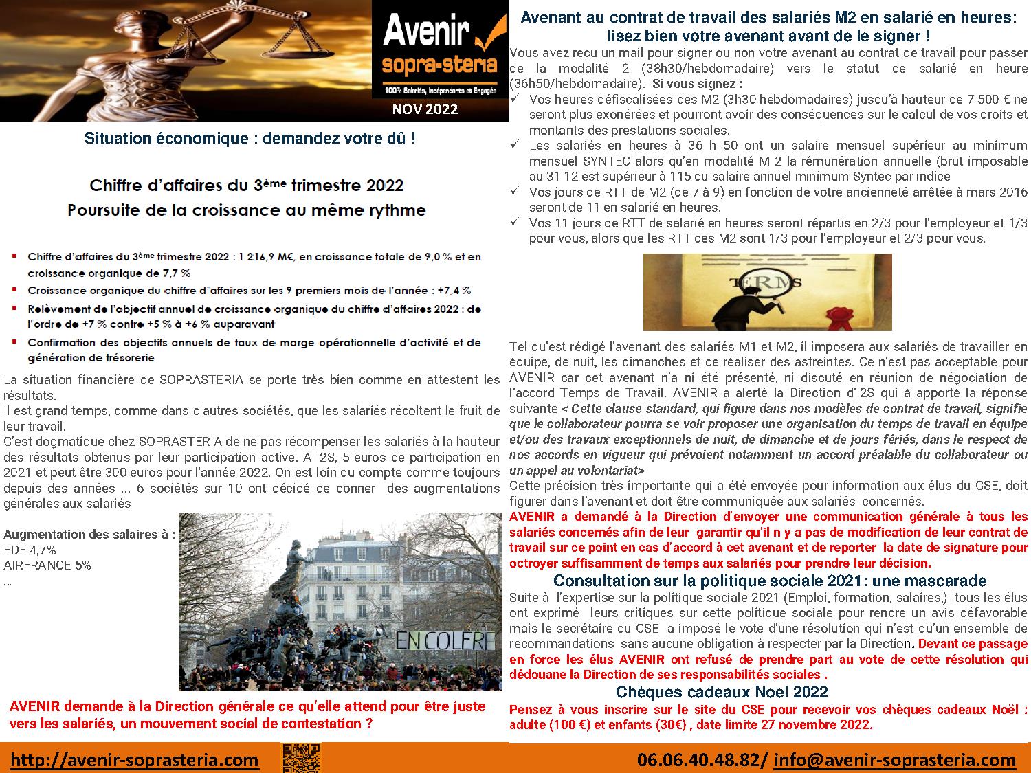2022 communication mensuelle des elus au CSEE Nov