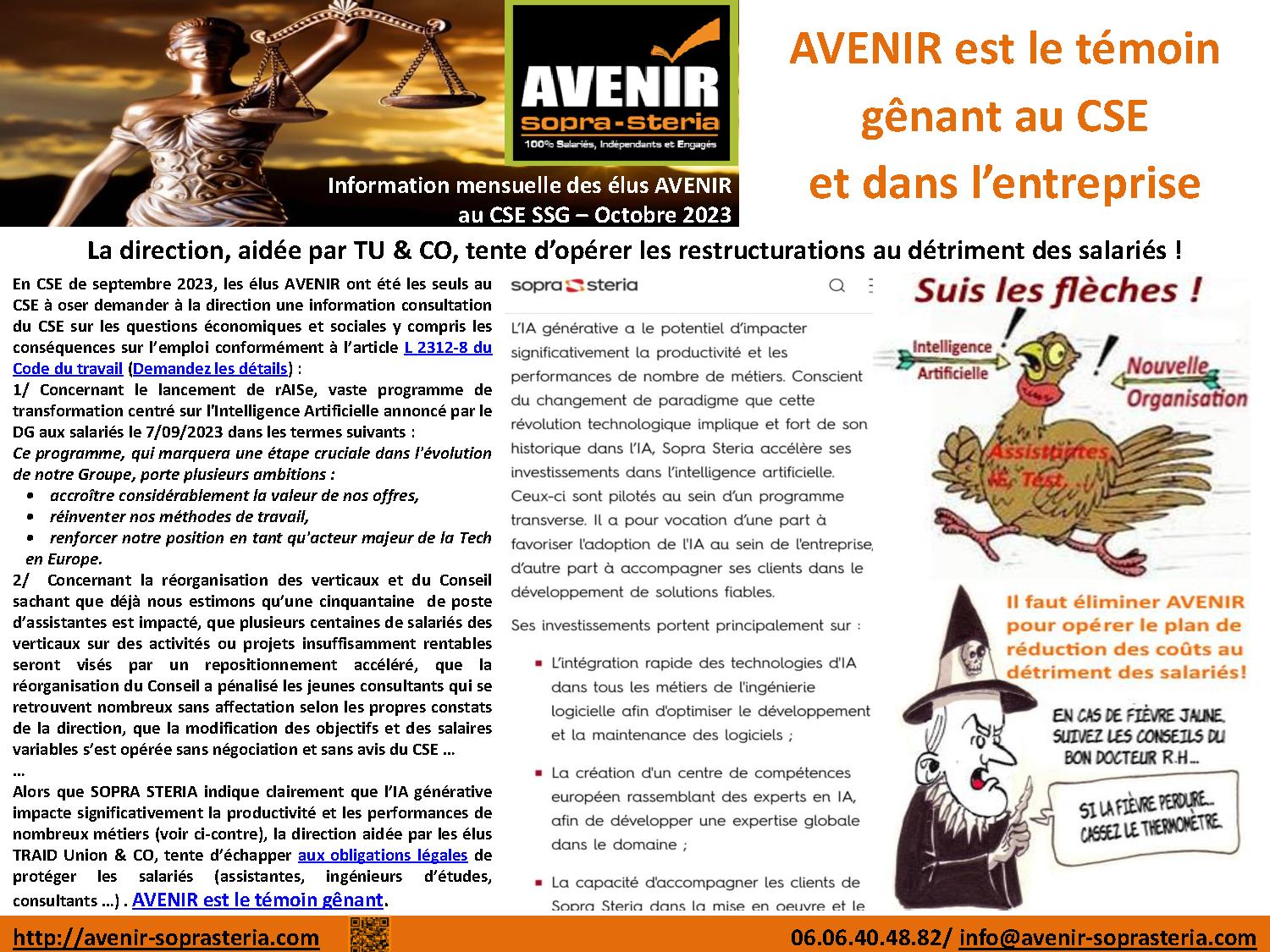Information des elus Sopra Steria
