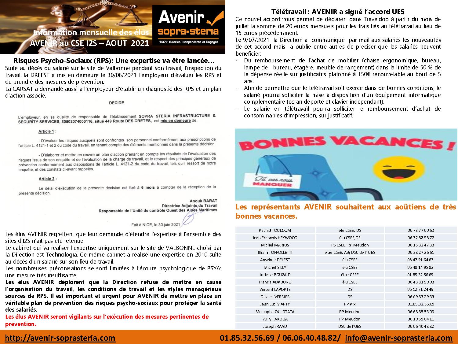 Communication mensuelle des elus au CSEE