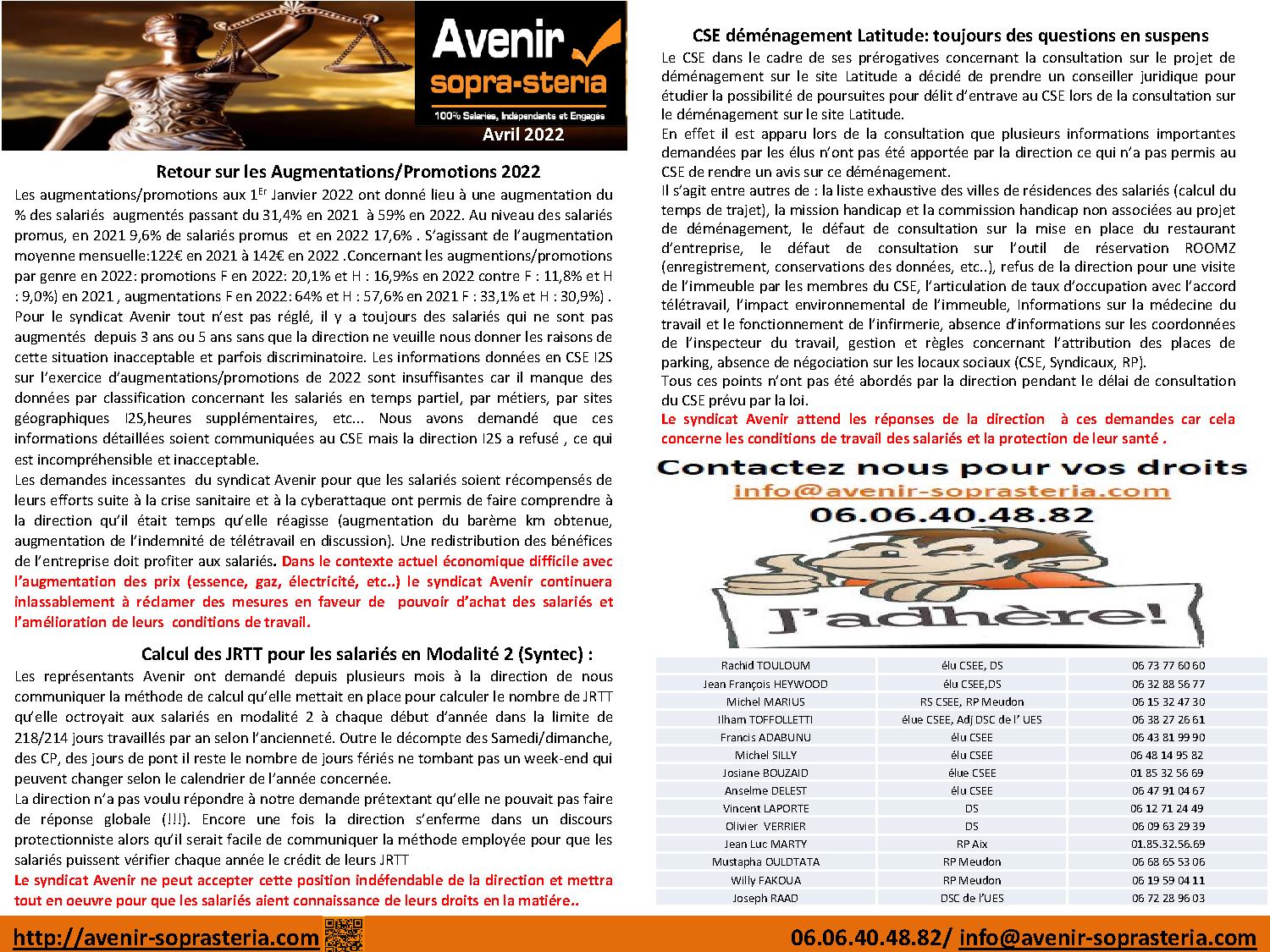 Communication mensuelle des elus au CSEE