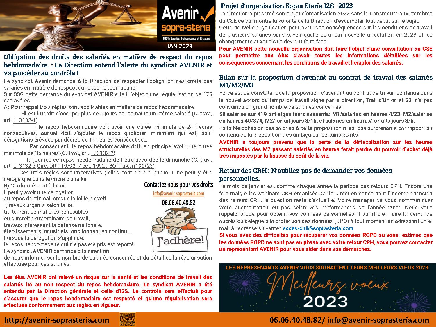 Communication mensuelle des elus au CSEE Janv