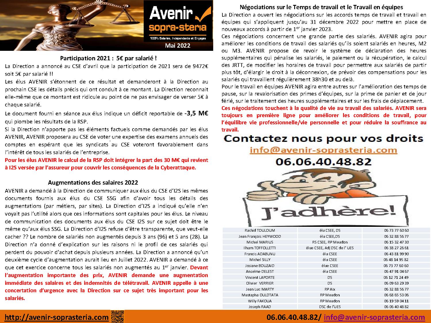 Communication mensuelle des elus au CSEE