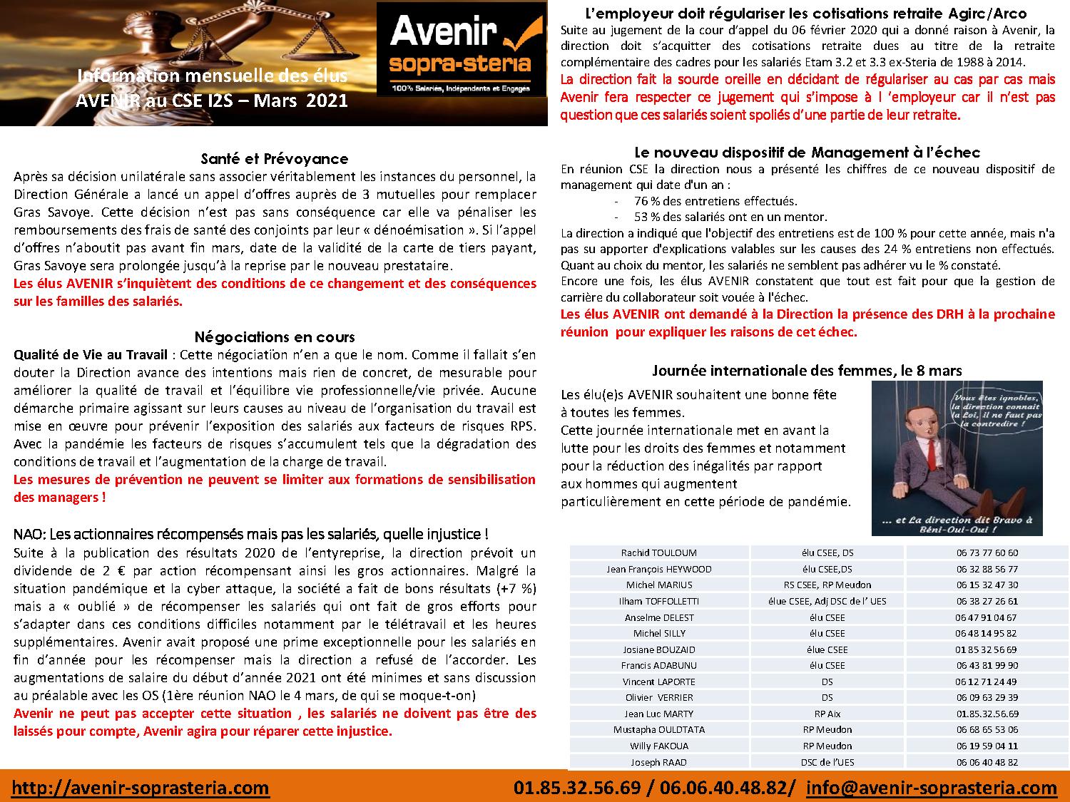 Communication mensuelle des elus au CSEE