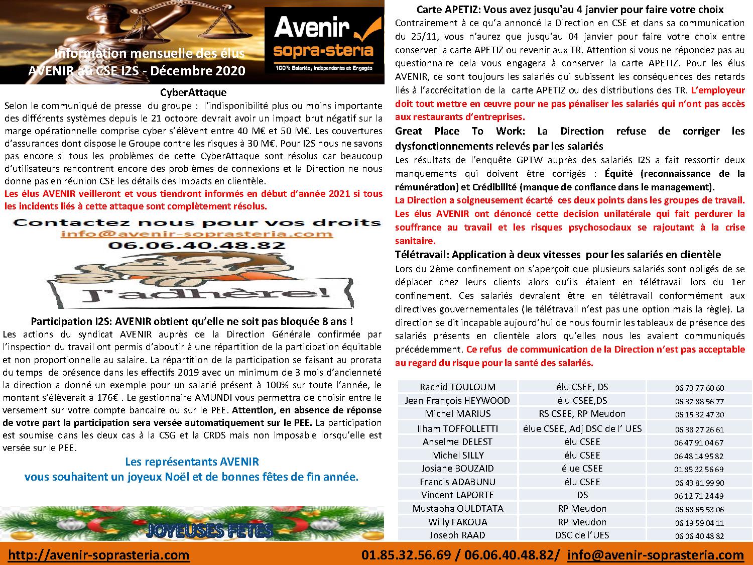 Communication mensuelle des elus du CSEE