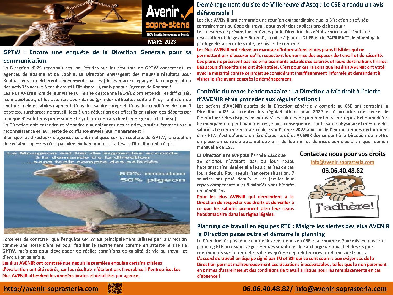 Communication mensuelle des élus au CSEE 