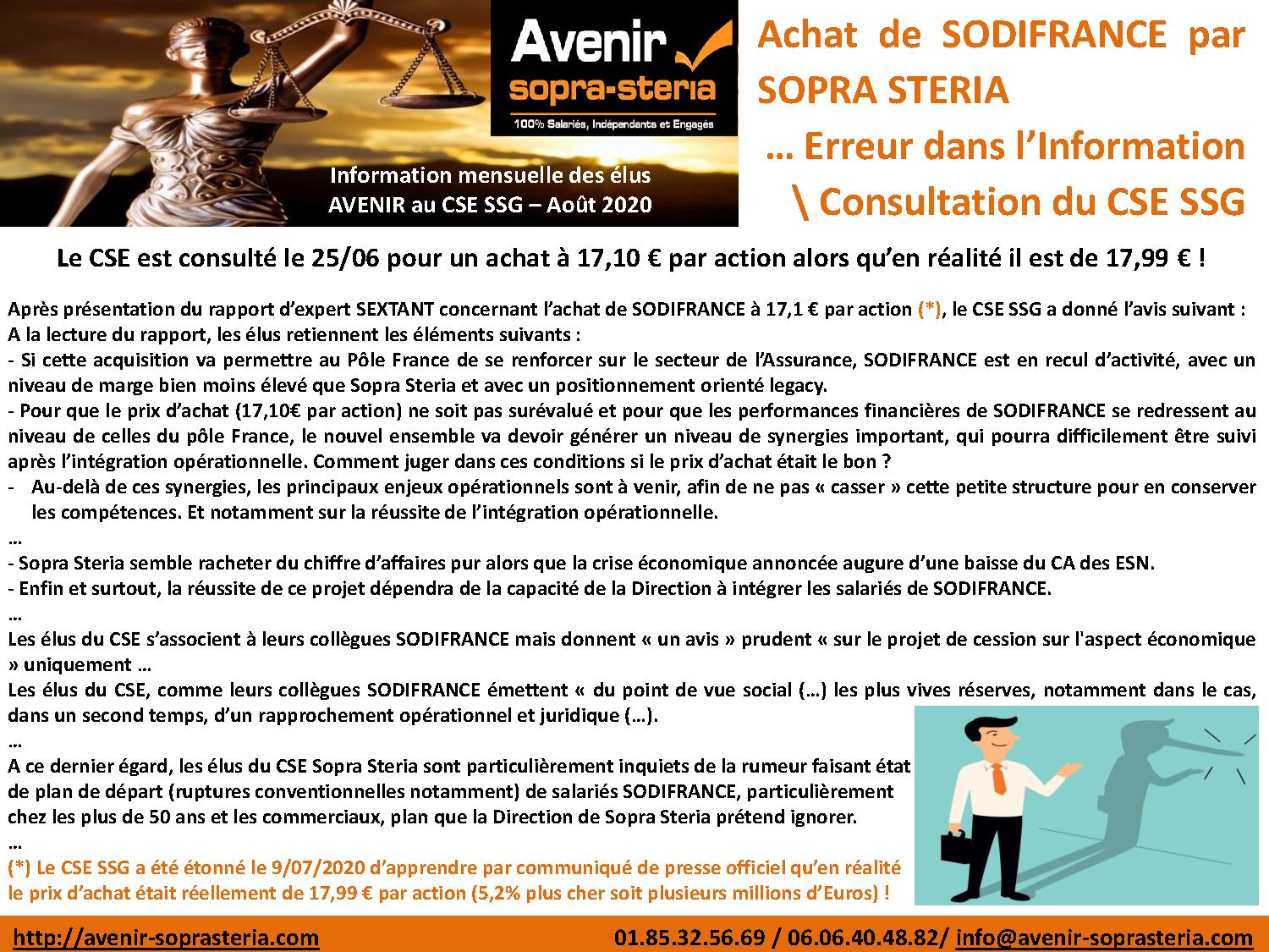 Information des élus Sopra Steria