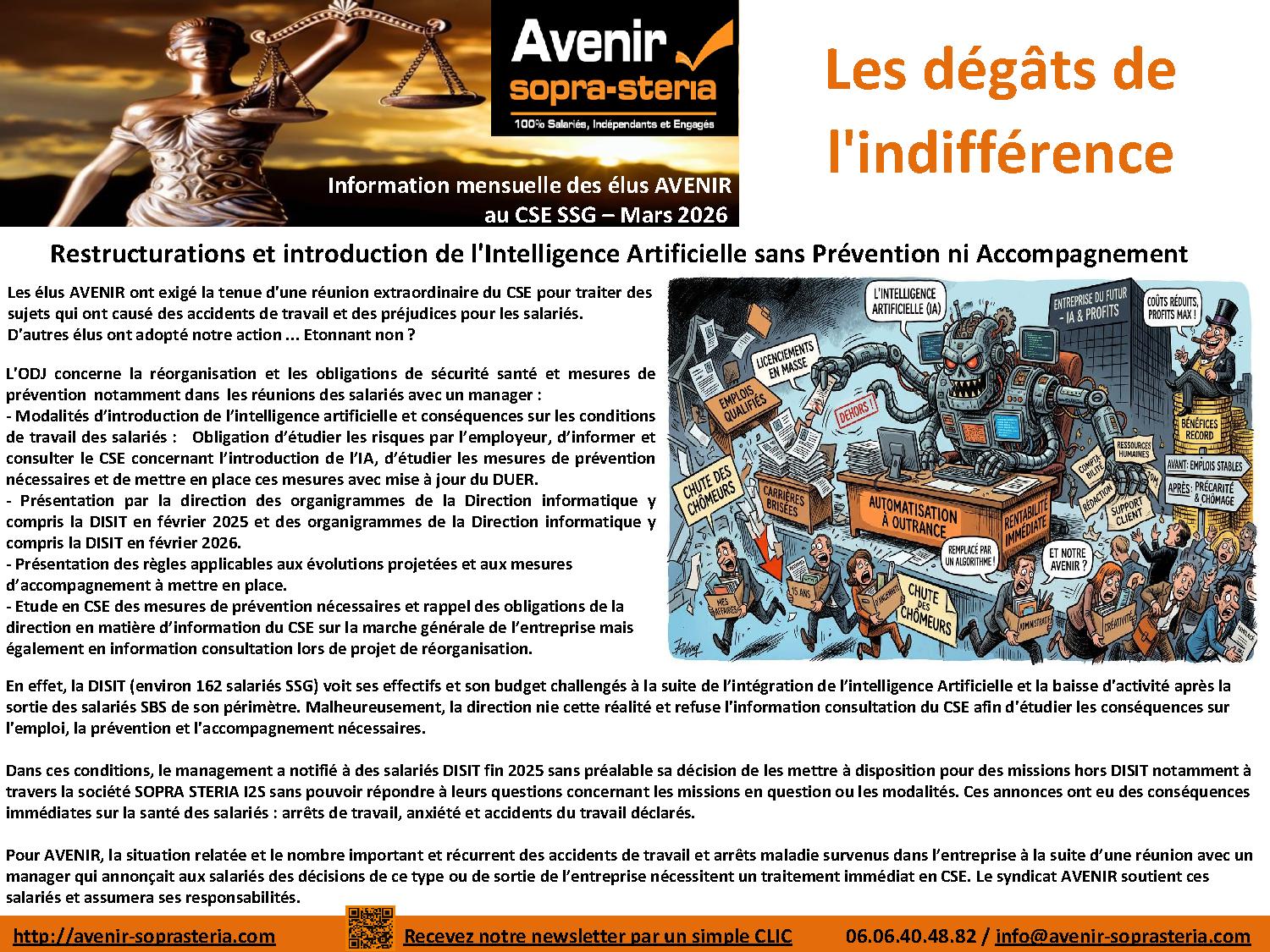 Les degats de l indifference SSG mars 2026
