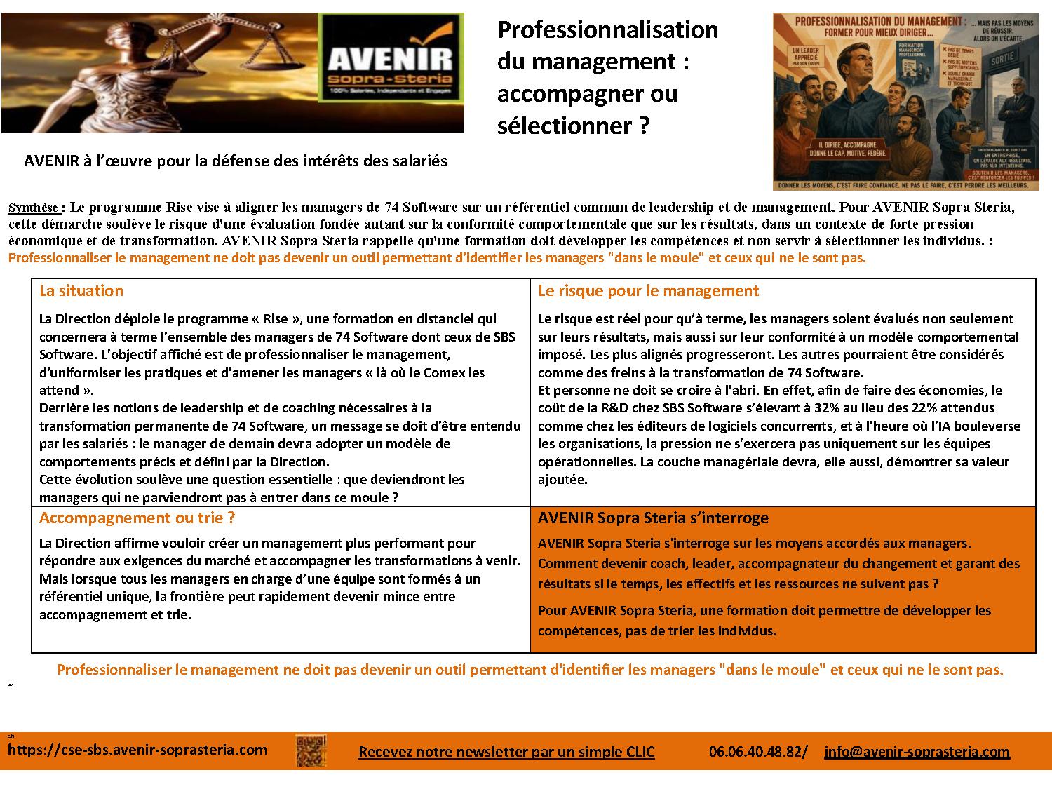 Professionnalisation du management  accompagner ou sélectionner 