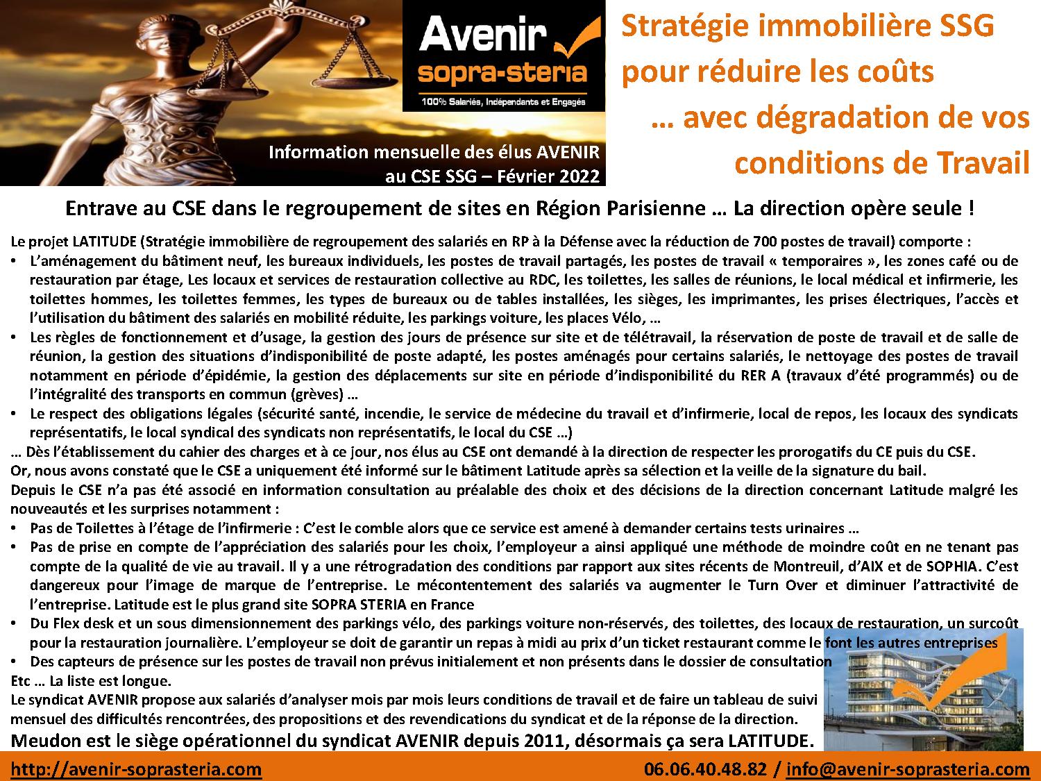 Strategie immobiliere et degradations des condtitions de travail