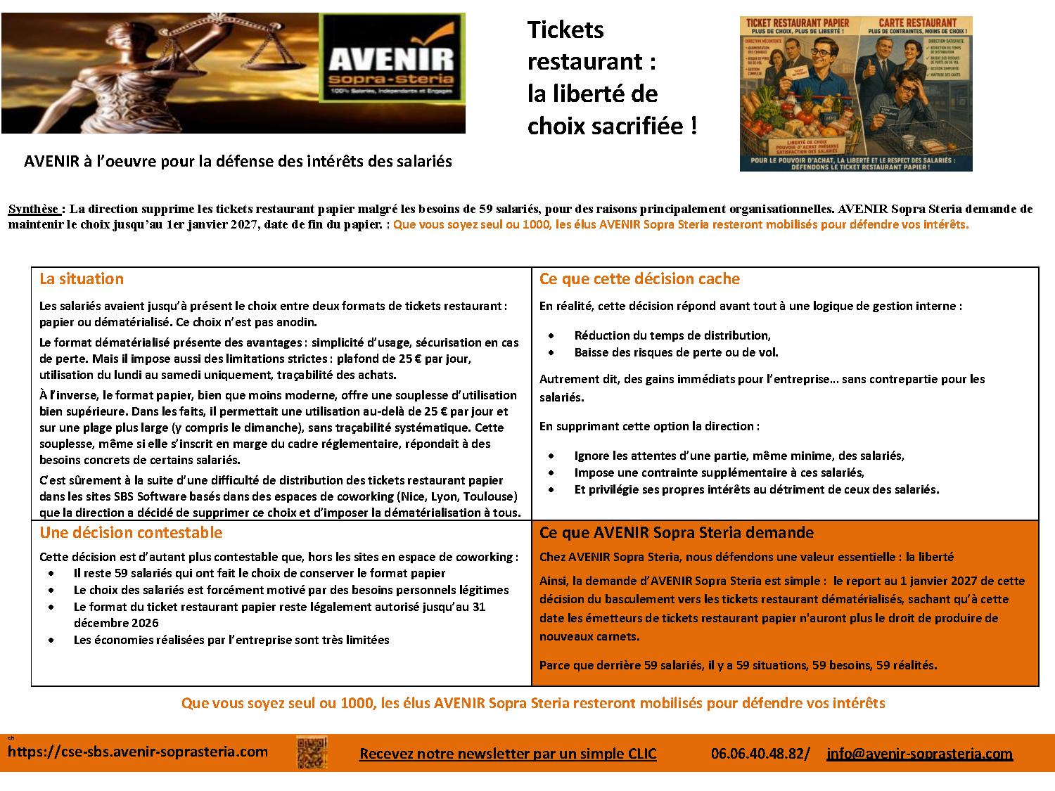 Tickets restaurant   la liberté de choix sacrifiée