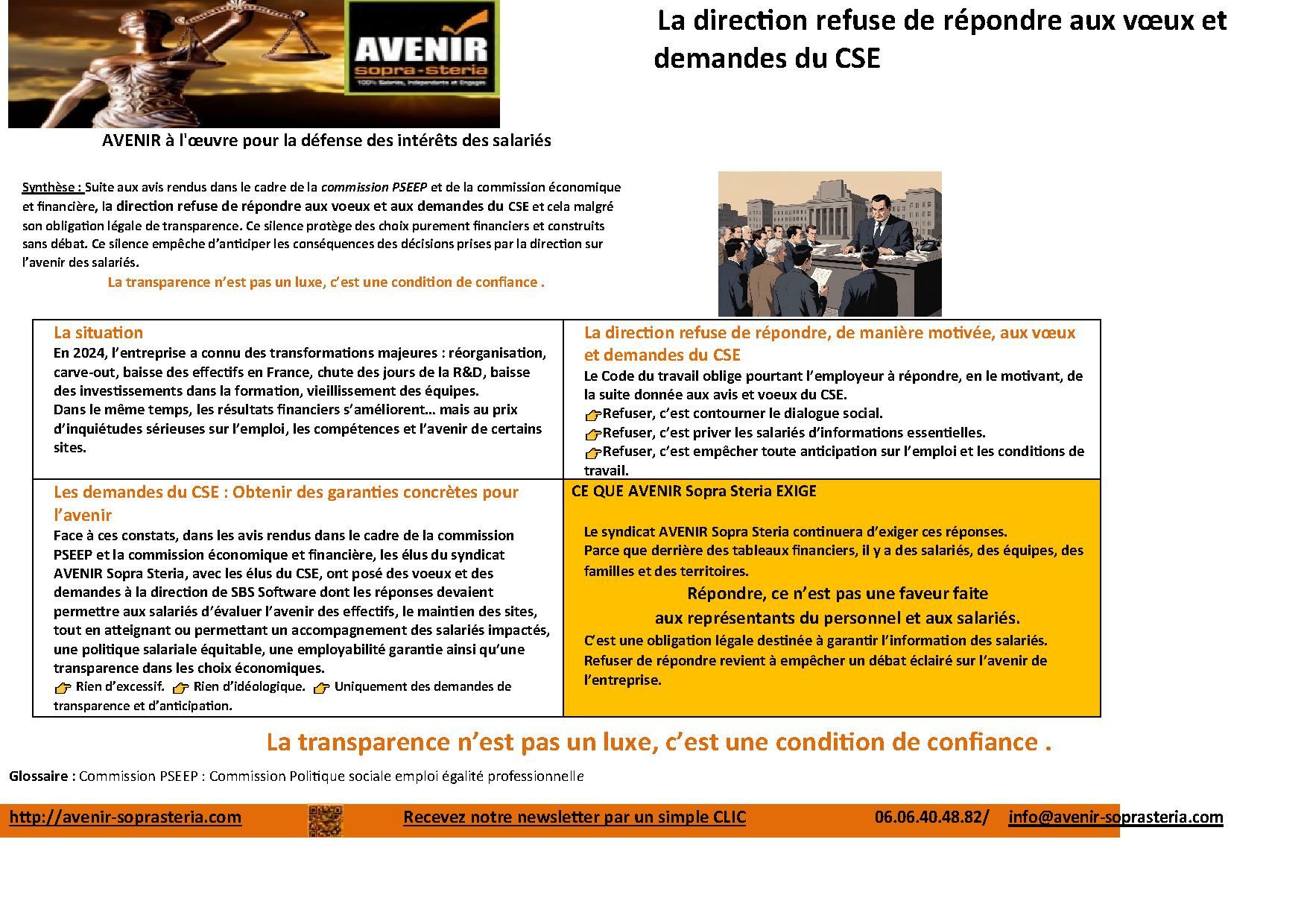 Un déni de transparence fevrier 2026 SBS
