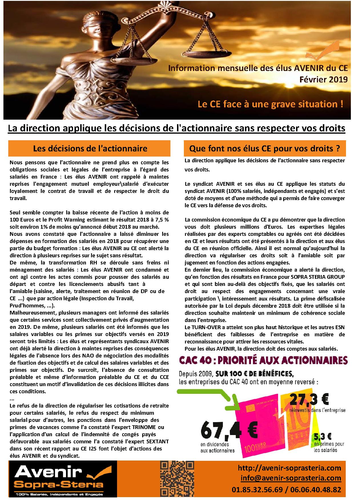 Le ce sopra steria face a une grave situation et action du syndicat