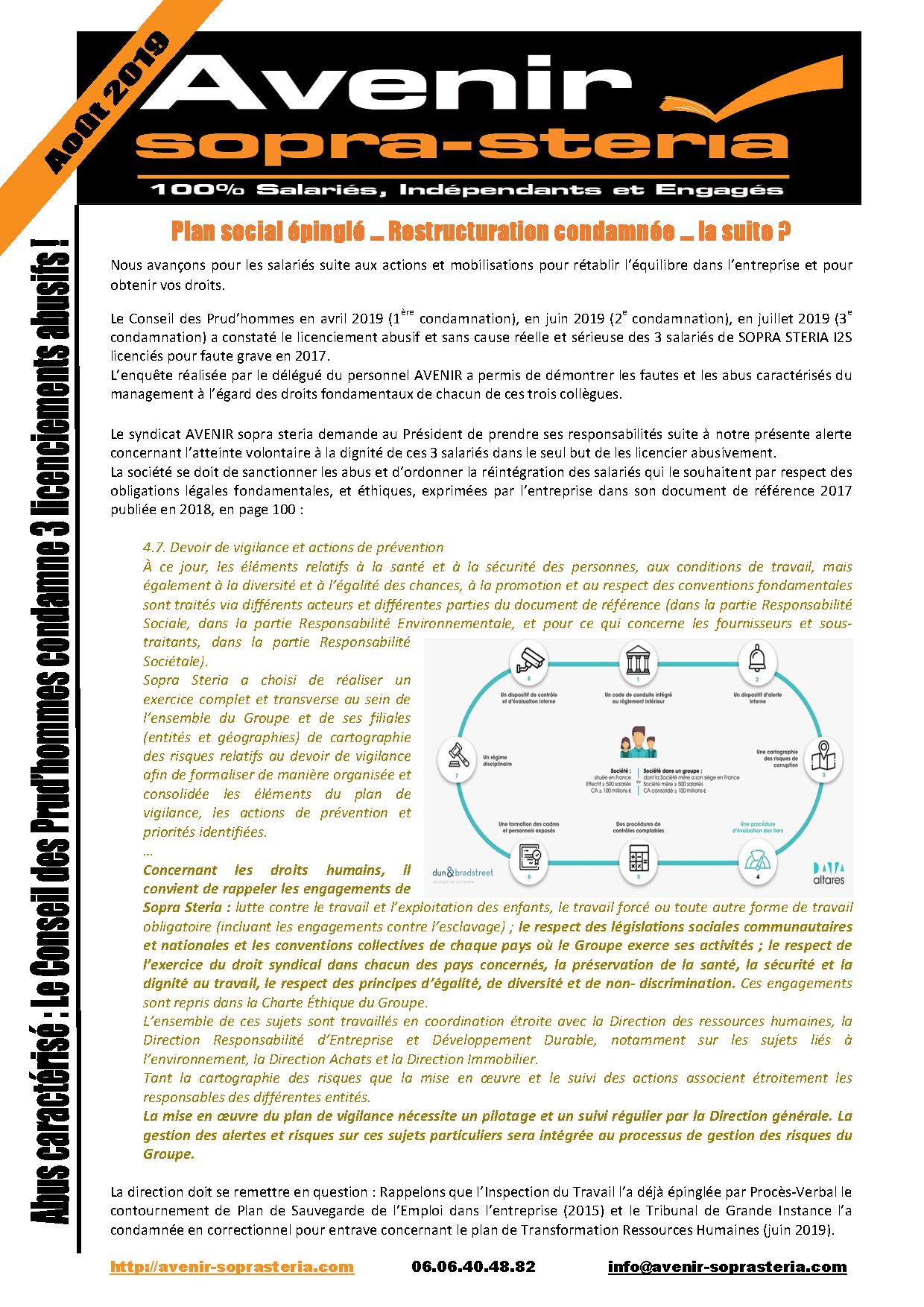 Reintegrez notre camarade pour respecter vos engagements sociaux et ehtiques