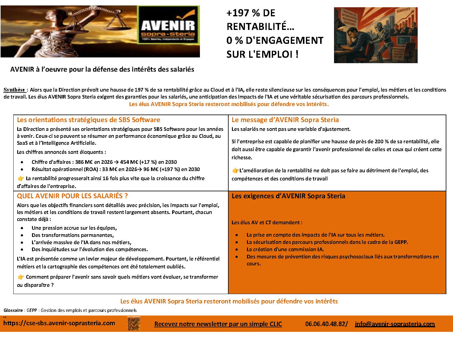 Forte rentabilité et zero engagement sur l emploi